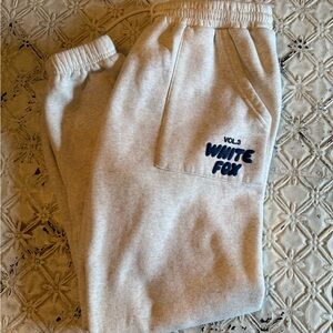 White Fox brand  Gray Sweatpants w Navy logo